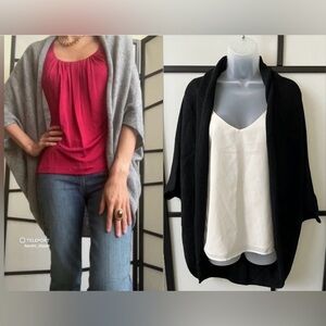 ZARA Dolman Shrug Wrap Sweater Small Medium Oversize Black Tight Knit